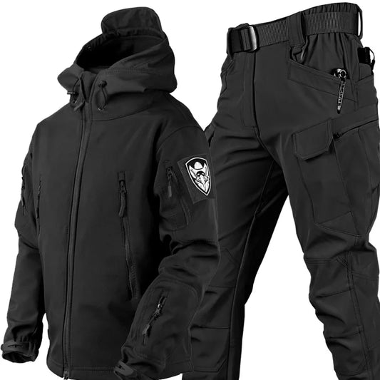 Herren Tactical Set Kapuzenjacke Mehrfach-Taschen Hose Wind- - Norvielle