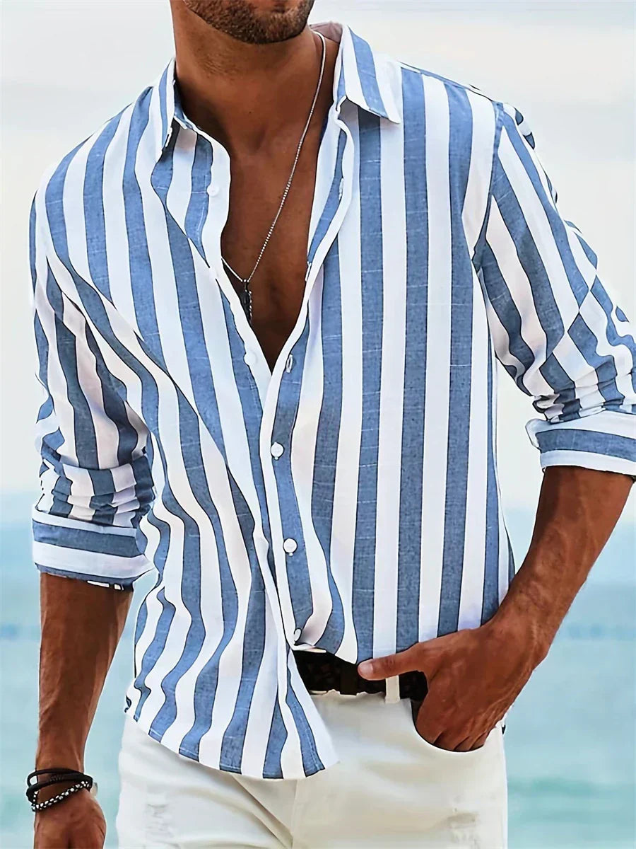 Herren Sommerhemd Gestreift Relaxed Fit - Norvielle