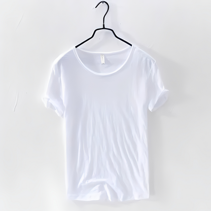 Herren Sommer T-Shirt Klassisch Baumwolle Weiß