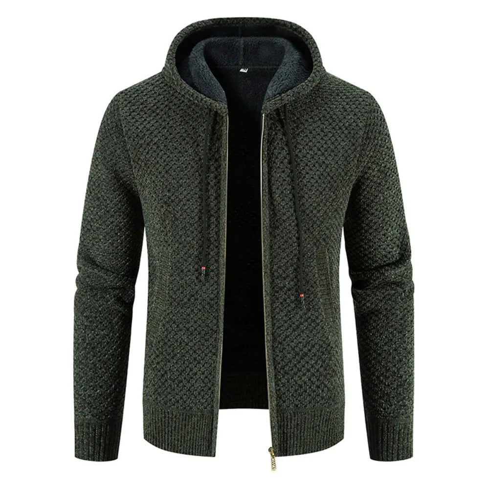 Herren Strickjacke mit Kapuze Reißverschluss