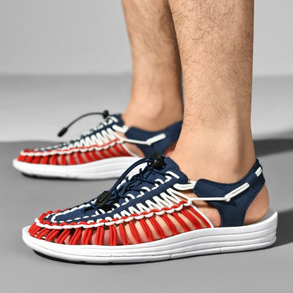 Herren Strandsandalen Runde Zehenpartie Leder