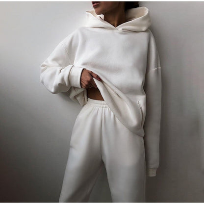 Damen Jogging-Set Oversized Weiche Baumwolle Kapuze