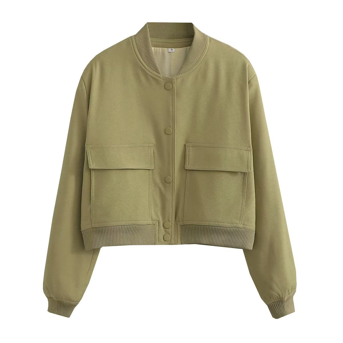 Damen Kurzjacke Taschen Modern Cropped Look