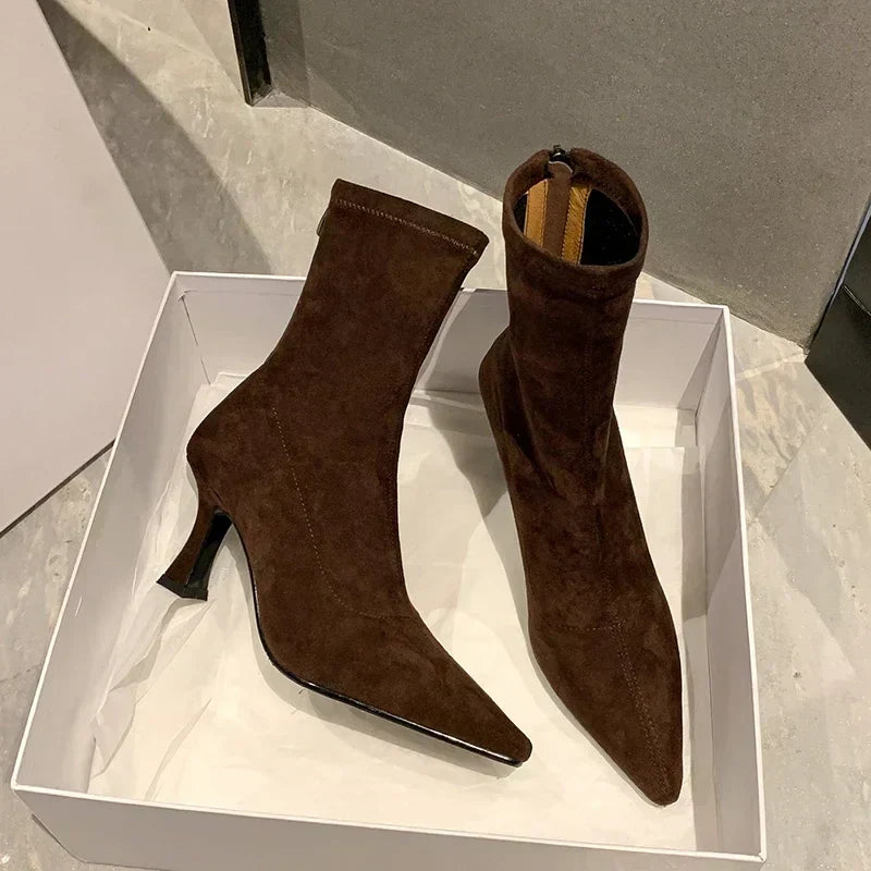 Damen Stiefelette Spitze Zehenpartie