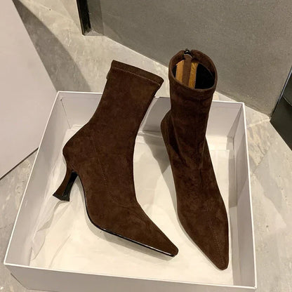 Damen Stiefelette Spitze Zehenpartie