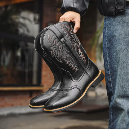 Herren Westernstiefel Mittelhoch Stickerei