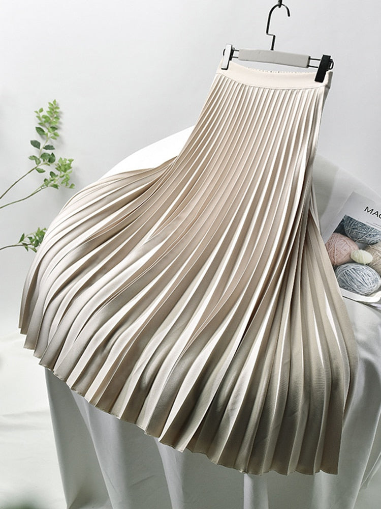 Norvielle Damen Plisseerock Hohe Taille - Norvielle