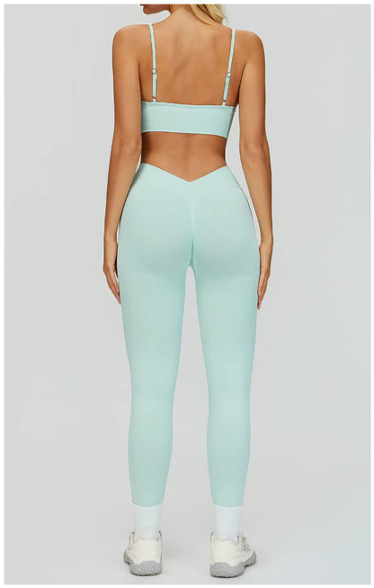 Damen Sportoutfit 3-teilig Leggings BH Jacke