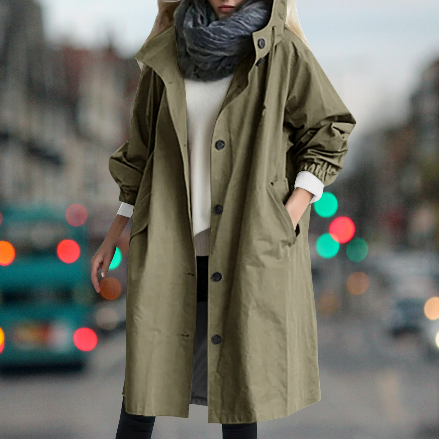 Damen Trenchcoat Wasserdicht Warmer Beige - Norvielle