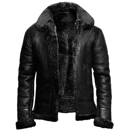 Warme Lederjacke Damen Ledermantel Schwarz - Norvielle