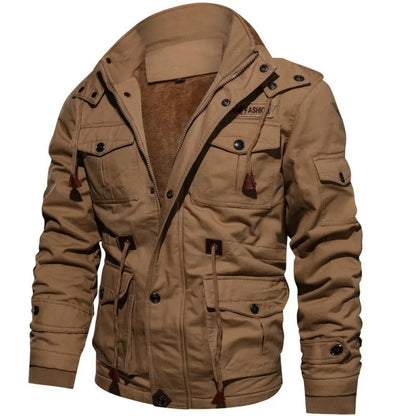 Herren Militärjacke Mehrfachtaschen Olivegrün - Norvielle