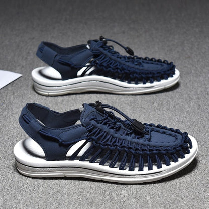 Herren Strandsandalen Runde Zehenpartie Leder
