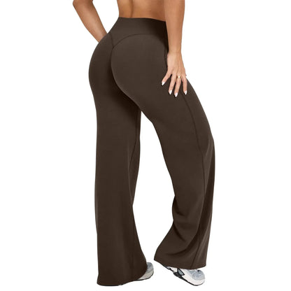 Damen Yoga Hose Weite Bein Lockere Passform Schwarz - Norvielle
