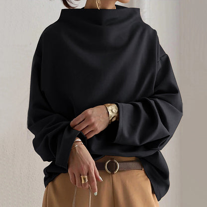 Norvielle Damen Oversize Pullover Weiter Kragen