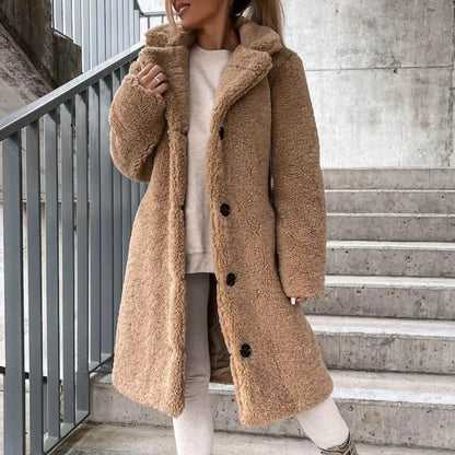 Norvielle Damen Teddymantel Lang Gefüttert Warm