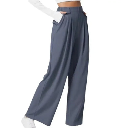 Faye Damen High-Waist Hose Weite Passform Elastischer Bund