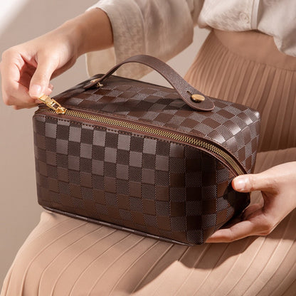 Damen Kulturtasche Kariert Groß