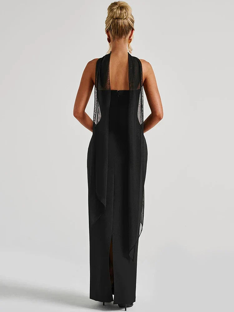 Abendballkleid Damen Strapless Bodenlang Säulensilhouette Mit Halstuch