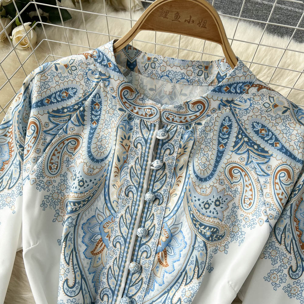 Damen A-Linienkleid mit Gürtel Blumenmuster