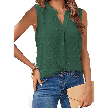 Damen Tanktop Ohne Ärmel V-Ausschnitt Bluse Sommer