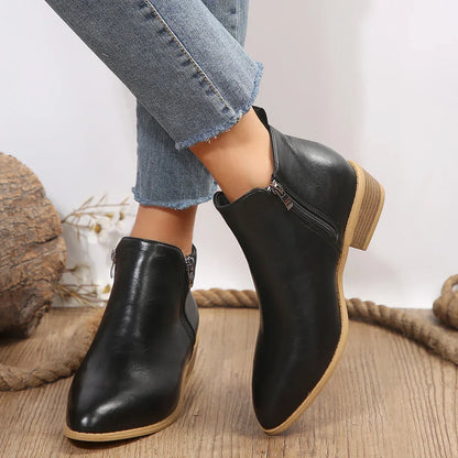 Damen Ankle Boots Lässig Mit Seitlichem Reißverschluss