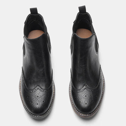 Overton Herren Chelsea Stiefel Brogue Leder