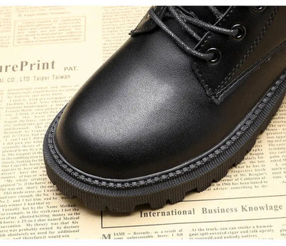 Damen Schnürstiefeletten Leder Warmfutter Rutschfest