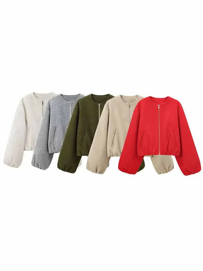 Damen Kurzjacke Reißverschluss