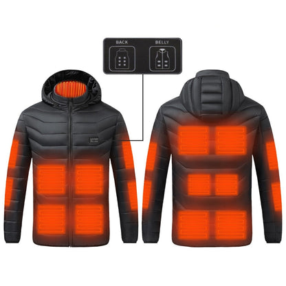 e Heizjacke mit Kapuze, 9-21 beheizte Zonen, USB