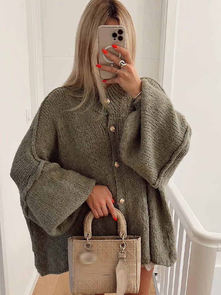 Norvielle Damen Übergroßer Cardigan Bequem