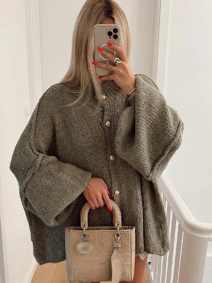 Norvielle Damen Übergroßer Cardigan Bequem