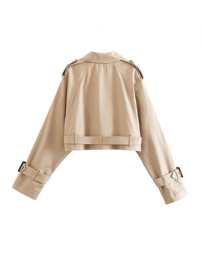 Norvielle Damen Trenchcoat Beige Kurz