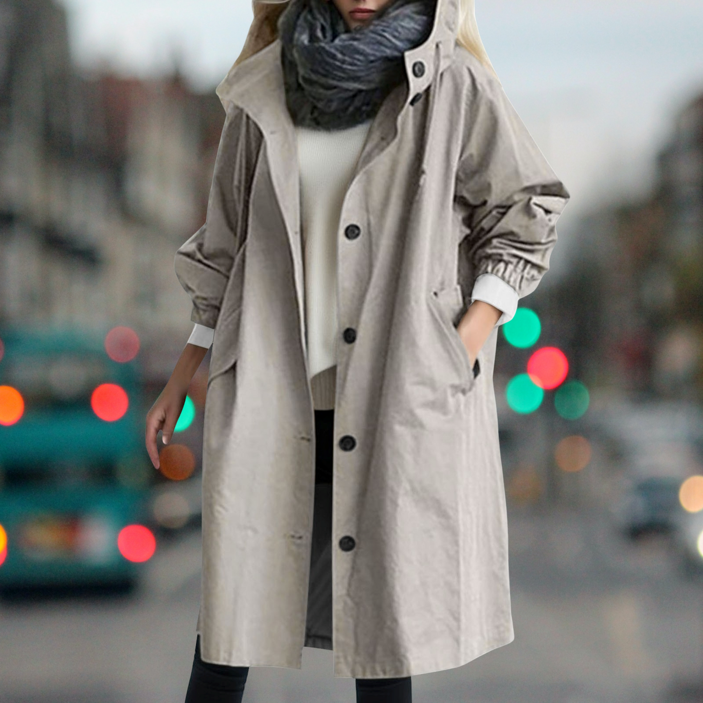 Damen Trenchcoat Wasserdicht Warmer Beige