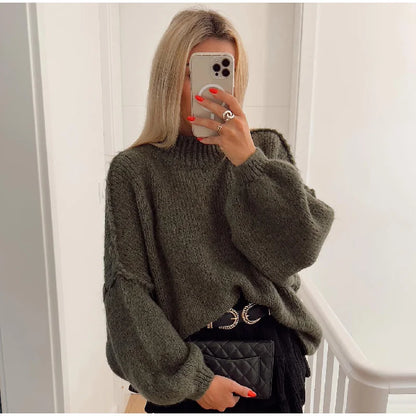 Norvielle Damen Oversize Strickpullover Flauschig