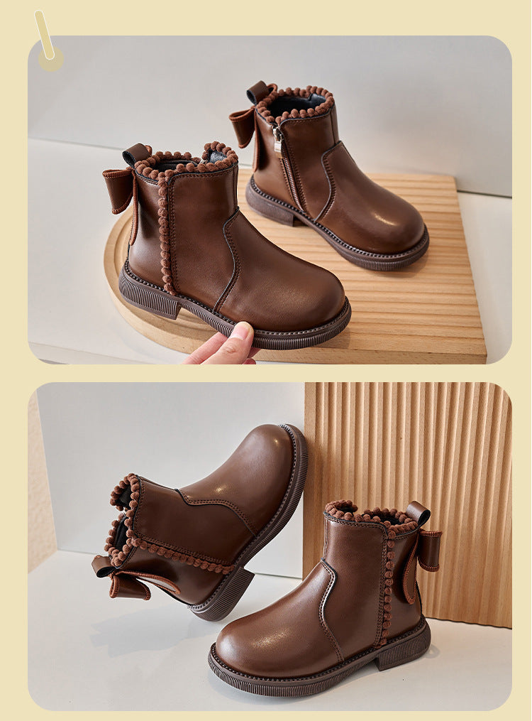 Mädchen Stiefelette Bequem PU Leder Rutschfest