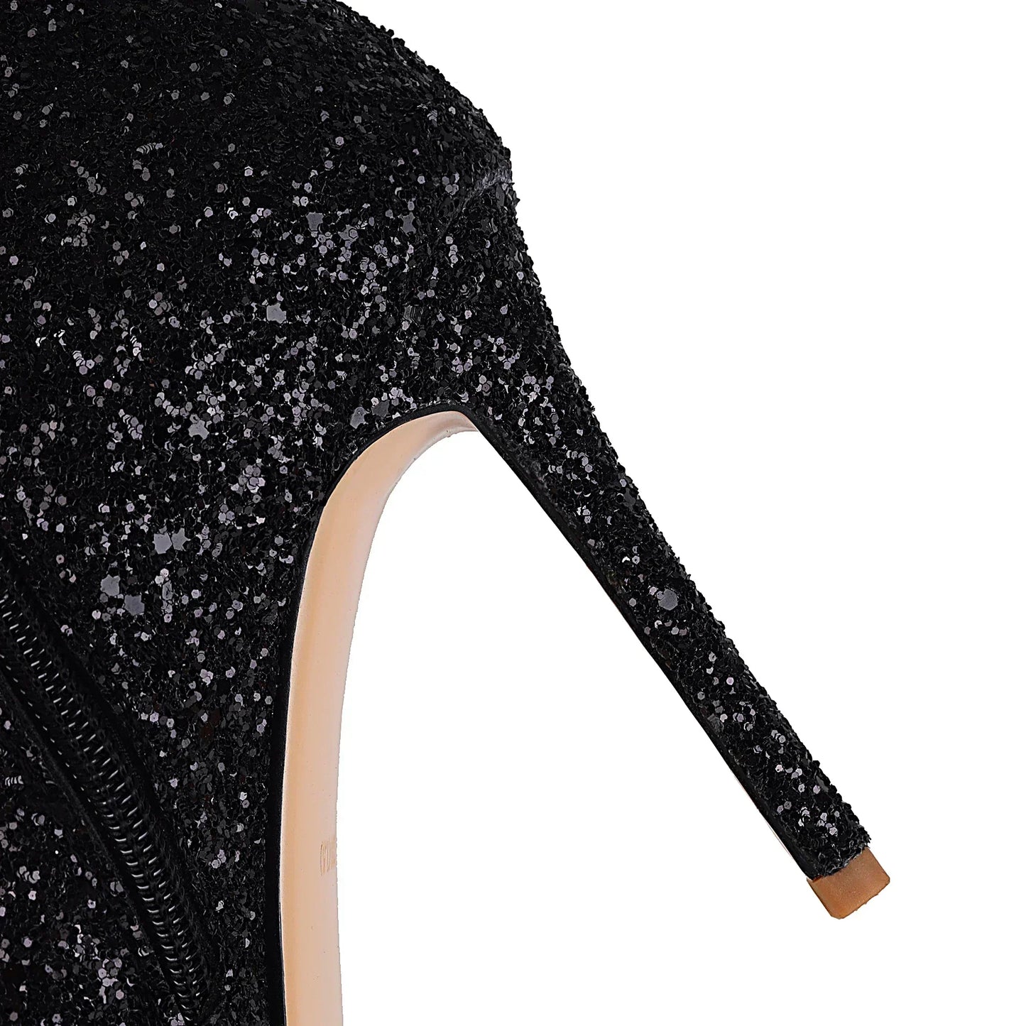 Lunéa Damen Glitzerstiefel Kniehoch Spitze Stiletto