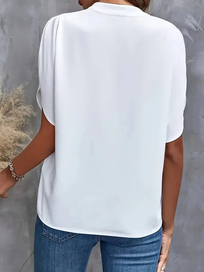 Bettina Damen Bluse V-Ausschnitt Fließend
