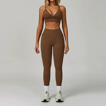Damen Sportoutfit 3-teilig Leggings BH Jacke