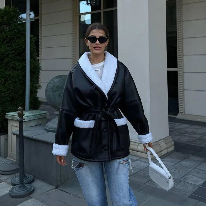 Damen Winterjacke Mit Gürtel Modisch