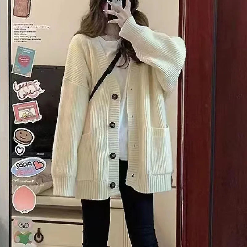 Damen Oversize Cardigan Mit Taschen