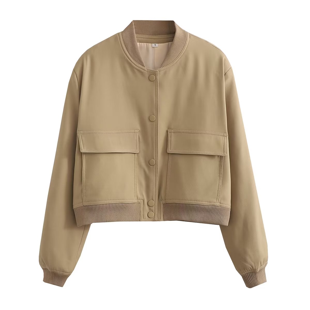 Damen Kurzjacke Taschen Modern Cropped Look