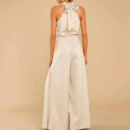 Damen Jumpsuit Neckholder Weites Bein