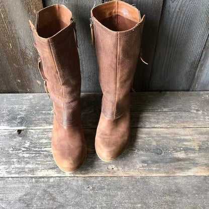 Damenstiefel Leder Reißverschluss