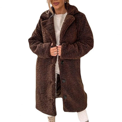 Norvielle Damen Teddymantel Lang Gefüttert Warm