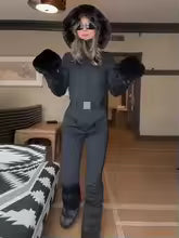 Norvielle Damen Daunenjacke Gürtelhose