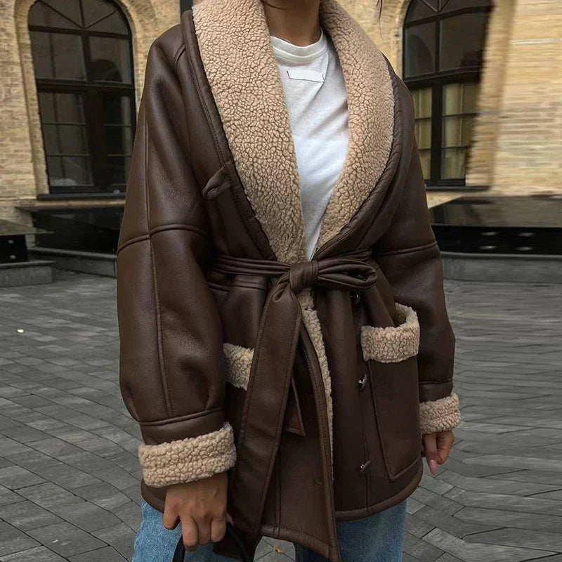 Damen Winterjacke Mit Gürtel Modisch