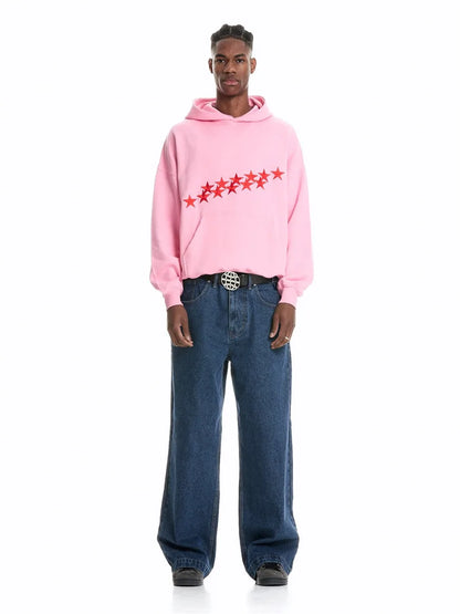 Damen Oversized Hoodie Sternen-Print Grau
