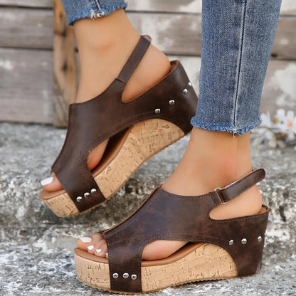 Norvielle Damen Orthopädische Keil-Sandalen Offene Spitze