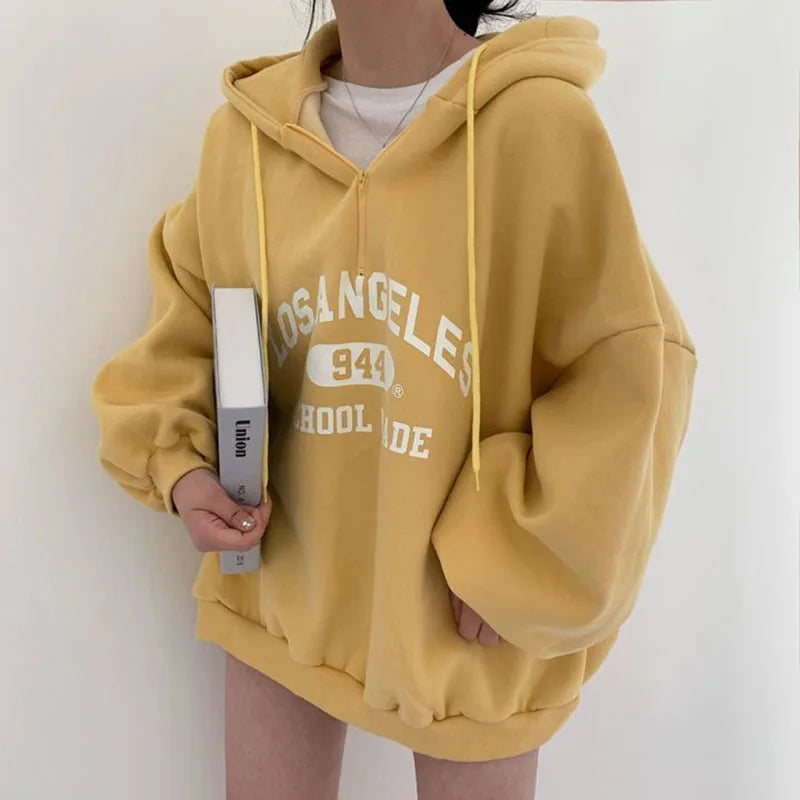 Herren Oversized Hoodie Los Angeles Print Baumwolle Schwarz - Norvielle