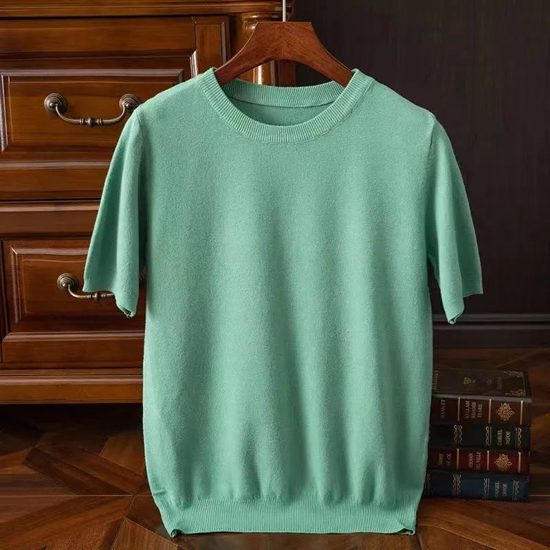 Norvielle Damen Kurzarm T-Shirt Elegantes Design Weiß